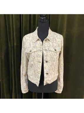 Free People Jacket Women’s Size Small Petite Animal Print Jean Jacket